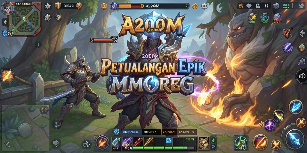 Screenshot utama A200M menampilkan aksi seru dalam gameplay MMORPG.