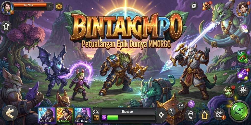 Tangkapan layar gameplay BINTANGMPO yang menunjukkan pertarungan epik.