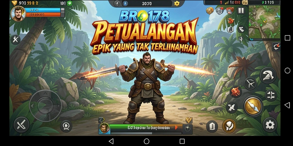 Tangkapan layar dari gameplay BRO178 yang menampilkan dunia petualangan yang luas.