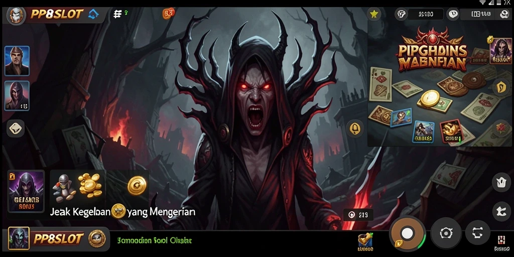 Screenshot menampilkan suasana menakutkan di dalam game PP8SLOT.