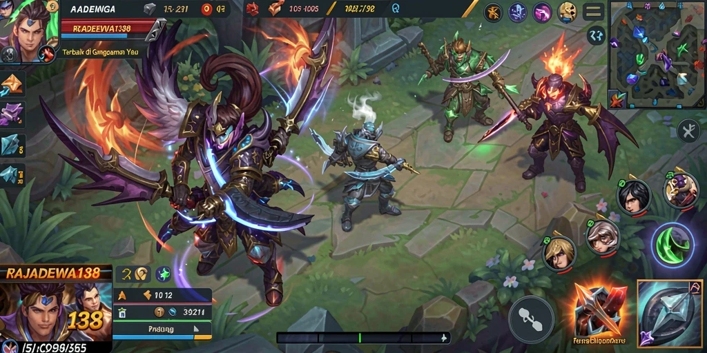 Tampilan gameplay seru di RAJADEWA138, aksi MOBA yang mendebarkan.