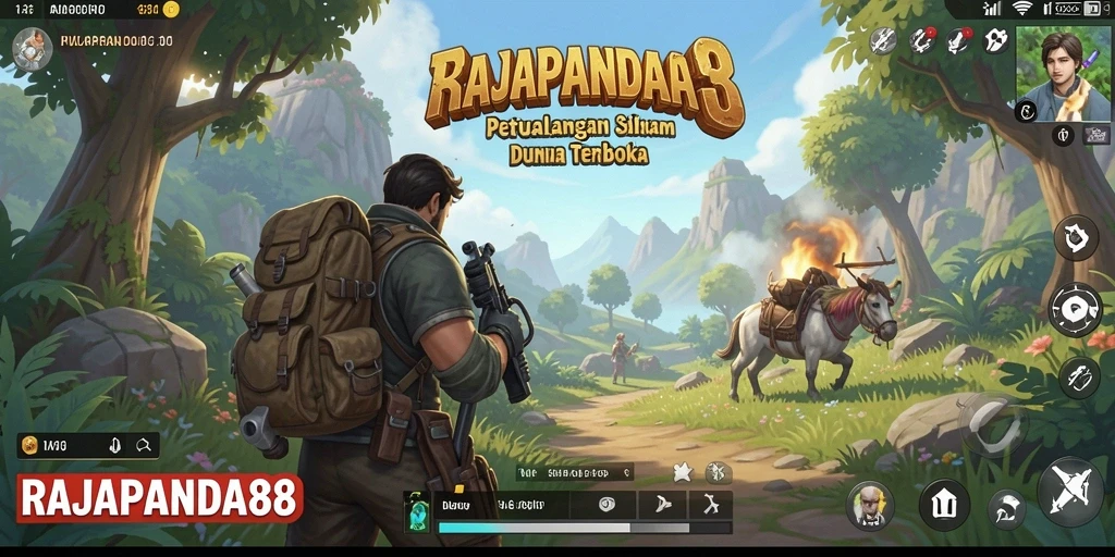 Gameplay RAJAPANDA88 dalam dunia terbuka yang menantang.