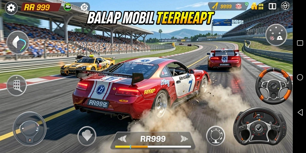 Tampilan menarik dari permainan balap dengan mobil tercepat.