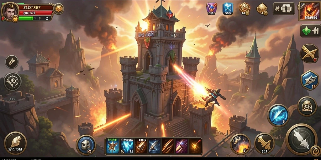 Screenshot tampilan gameplay Tower Defense SLOT367 yang mendebarkan.