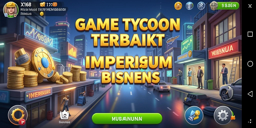 Tangkapan layar utama X168 menampilkan gameplay Tycoon yang menarik.